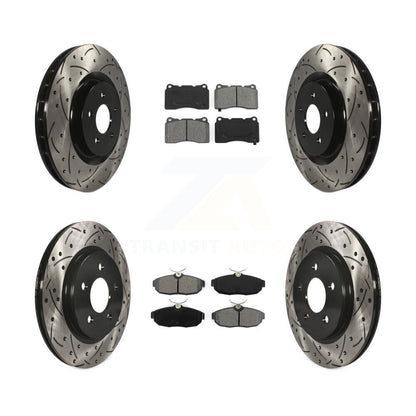 [Avant + Arrière] Kit de disque (percé rainuré revêtu) et plaquette (semi-métallique) de frein pour Ford Mustang KDS-100199