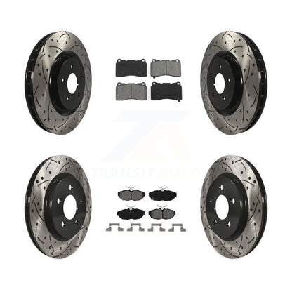 [Avant + Arrière] Kit de disque (percé rainuré revêtu) et plaquette (semi-métallique) de frein pour Ford Mustang KDS-100200