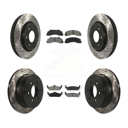 [Avant + Arrière] Kit de disque (percé rainuré revêtu) et plaquette (semi-métallique) de frein pour 2010-2011 Ford F-150 avec 6 Lug Wheels KDS-100202