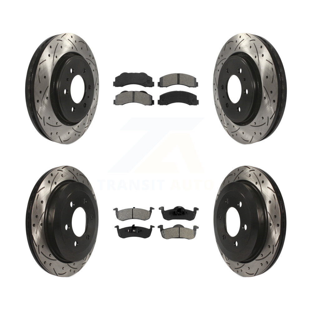 [Avant + Arrière] Kit de disque (percé rainuré revêtu) et plaquette (semi-métallique) de frein pour 2010-2017 Ford Expedition Lincoln Navigator KDS-100203