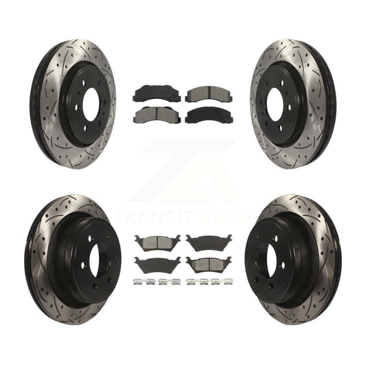 [Avant + Arrière] Kit de disque (percé rainuré revêtu) et plaquette (semi-métallique) de frein pour Ford F-150 KDS-100204