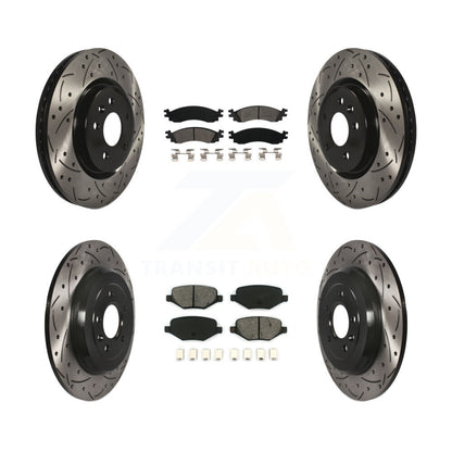 [Avant + Arrière] Kit de disque (percé rainuré revêtu) et plaquette (semi-métallique) de frein pour 2010-2012 Ford Taurus SHO KDS-100205