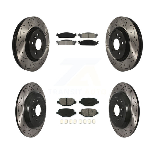 [Avant + Arrière] Kit de disque (percé rainuré revêtu) et plaquette (semi-métallique) de frein pour 2009-2010 Lincoln MKS KDS-100206