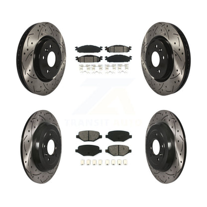 [Avant + Arrière] Kit de disque (percé rainuré revêtu) et plaquette (semi-métallique) de frein pour Ford Explorer Taurus Flex Lincoln MKT MKS KDS-100207
