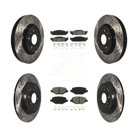 [Avant + Arrière] Kit de disque (percé rainuré revêtu) et plaquette (semi-métallique) de frein pour Ford Explorer Taurus Flex Lincoln MKT MKS KDS-100207