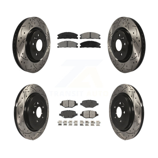 [Avant + Arrière] Kit de disque (percé rainuré revêtu) et plaquette (semi-métallique) de frein pour 2013 Ford Explorer Sport avec Heavy Duty Brakes KDS-100209