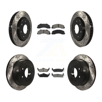 [Avant + Arrière] Kit de disque (percé rainuré revêtu) et plaquette (semi-métallique) de frein pour 2010-2011 Ford F-150 avec 7 Lug Wheels KDS-100210