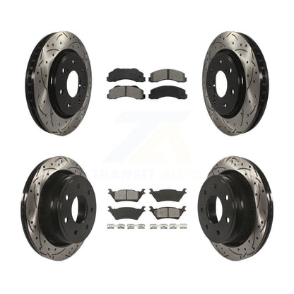 [Avant + Arrière] Kit de disque (percé rainuré revêtu) et plaquette (semi-métallique) de frein pour 2012-2014 Ford F-150 avec 7 Lug Wheels KDS-100211