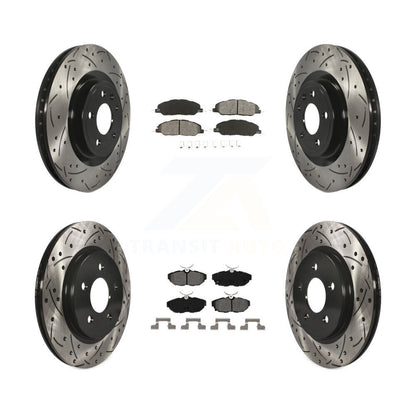 [Avant + Arrière] Kit de disque (percé rainuré revêtu) et plaquette (semi-métallique) de frein pour Ford Mustang KDS-100212