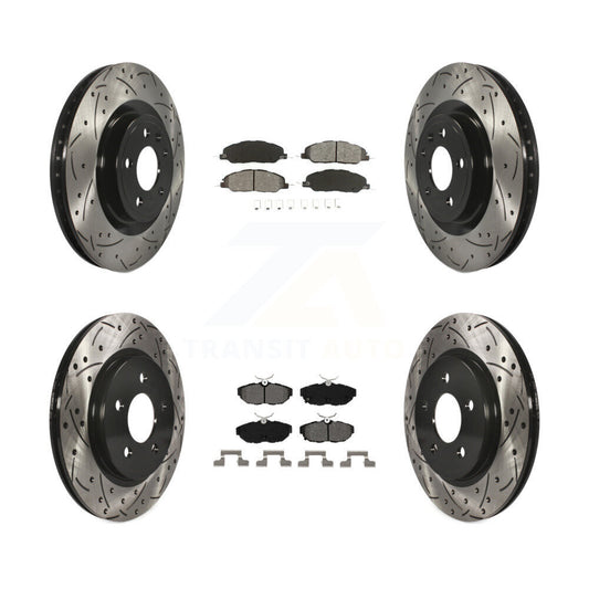 [Avant + Arrière] Kit de disque (percé rainuré revêtu) et plaquette (semi-métallique) de frein pour Ford Mustang KDS-100212