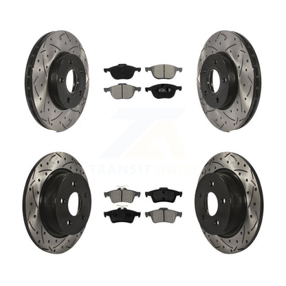 [Avant + Arrière] Kit de disque (percé rainuré revêtu) et plaquette (semi-métallique) de frein pour Ford C-Max KDS-100214
