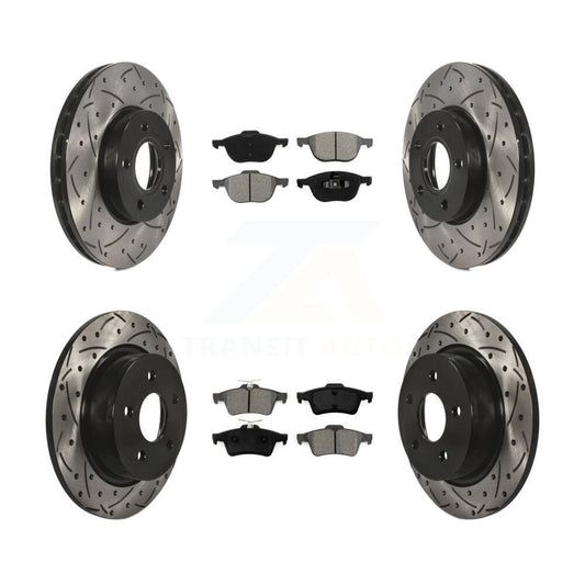 [Avant + Arrière] Kit de disque (percé rainuré revêtu) et plaquette (semi-métallique) de frein pour Ford C-Max KDS-100214