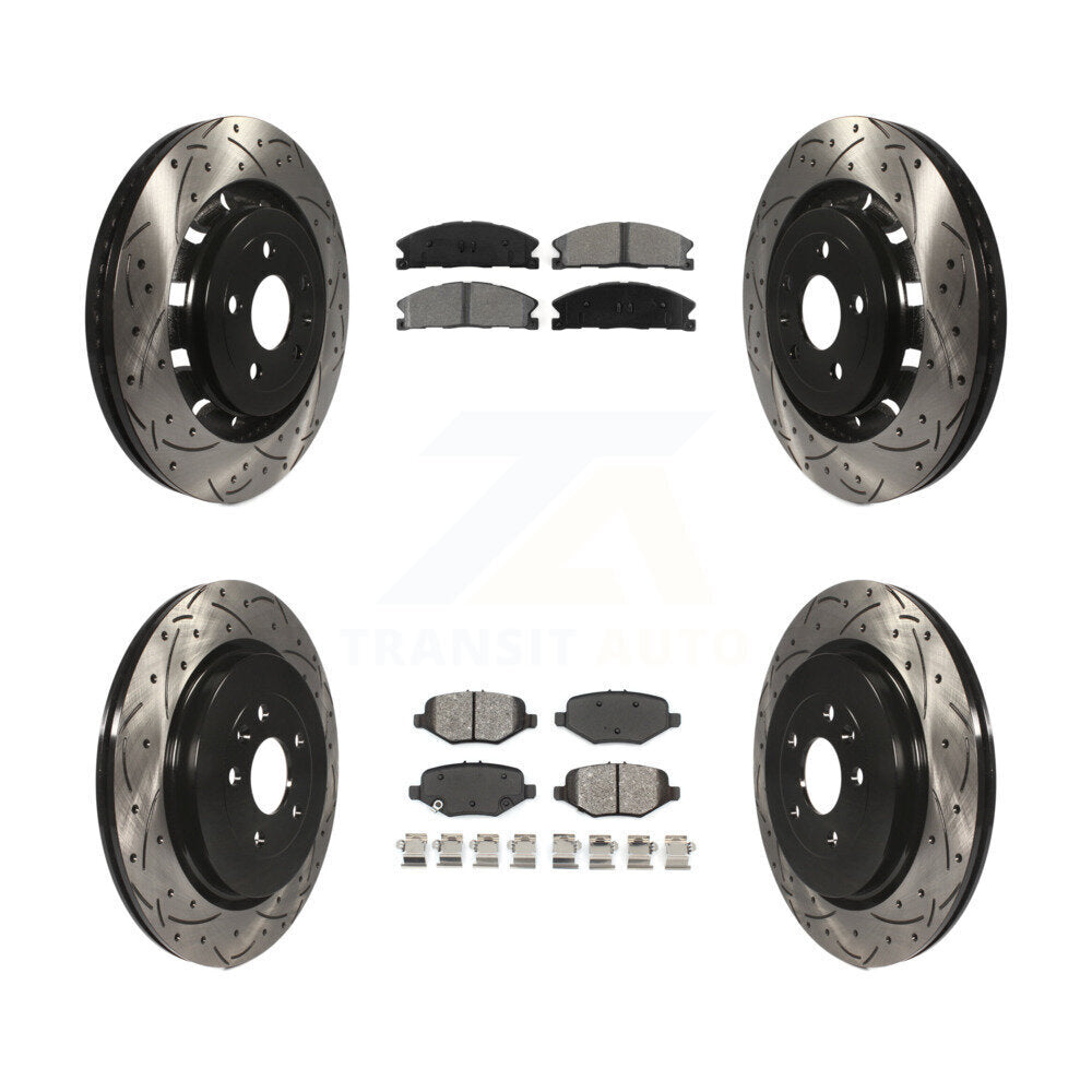 [Avant + Arrière] Kit de disque (percé rainuré revêtu) et plaquette (semi-métallique) de frein pour Ford Explorer Taurus Flex Police Interceptor Sedan Lincoln MKS Special Service KDS-100217
