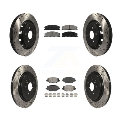[Avant + Arrière] Kit de disque (percé rainuré revêtu) et plaquette (semi-métallique) de frein pour Ford Explorer Taurus Flex Police Interceptor Sedan Lincoln MKS Special Service KDS-100217