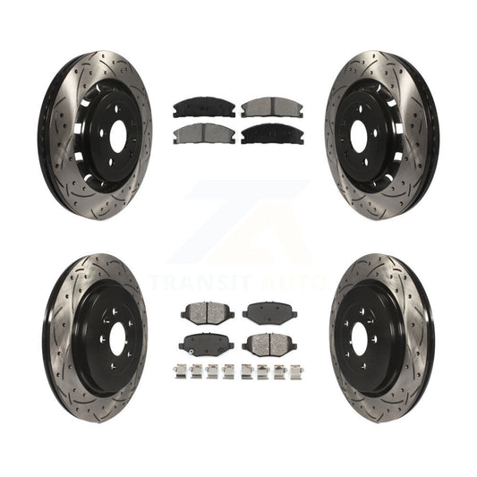[Avant + Arrière] Kit de disque (percé rainuré revêtu) et plaquette (semi-métallique) de frein pour Ford Explorer Taurus Flex Police Interceptor Sedan Lincoln MKS Special Service KDS-100217