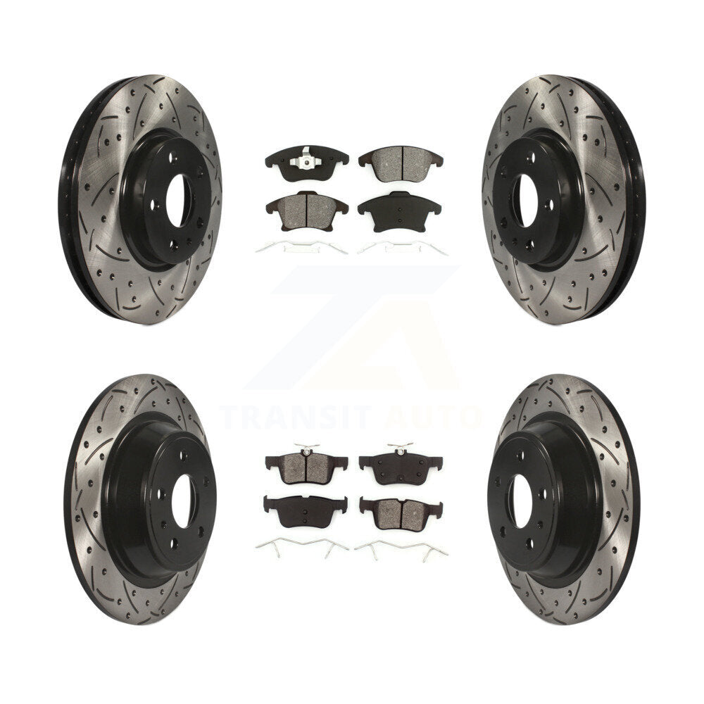 [Avant + Arrière] Kit de disque (percé rainuré revêtu) et plaquette (semi-métallique) de frein pour Ford Fusion Lincoln MKZ KDS-100218