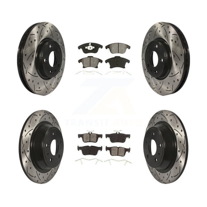 [Avant + Arrière] Kit de disque (percé rainuré revêtu) et plaquette (semi-métallique) de frein pour Ford Fusion Lincoln MKZ KDS-100218