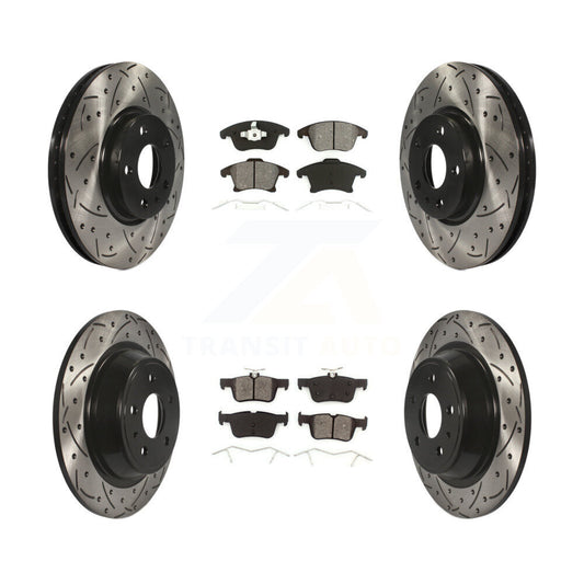 [Avant + Arrière] Kit de disque (percé rainuré revêtu) et plaquette (semi-métallique) de frein pour Ford Fusion Lincoln MKZ KDS-100218
