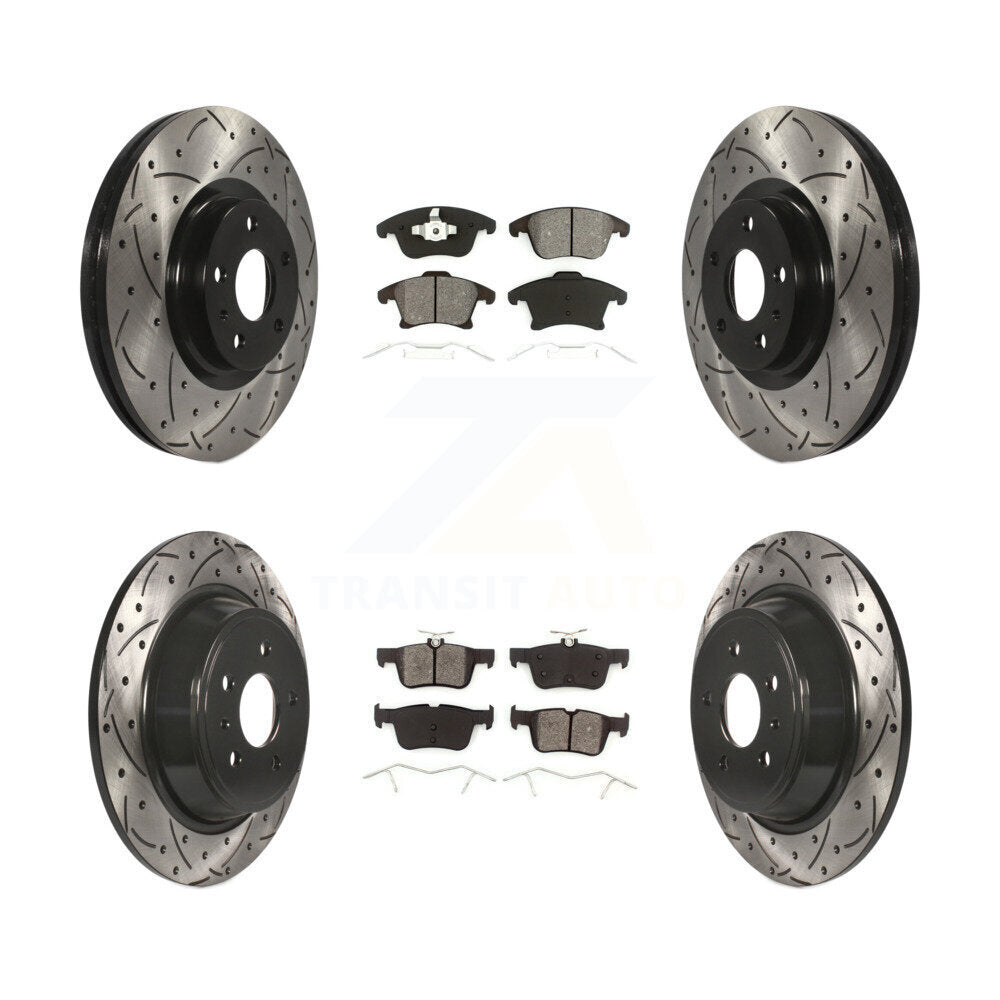 [Avant + Arrière] Kit de disque (percé rainuré revêtu) et plaquette (semi-métallique) de frein pour Ford Fusion Lincoln MKZ KDS-100219