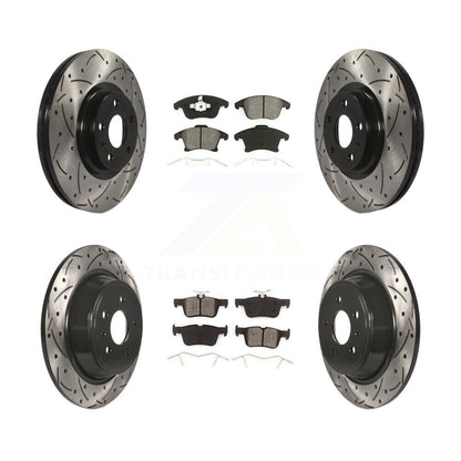 [Avant + Arrière] Kit de disque (percé rainuré revêtu) et plaquette (semi-métallique) de frein pour Ford Fusion Lincoln MKZ KDS-100219