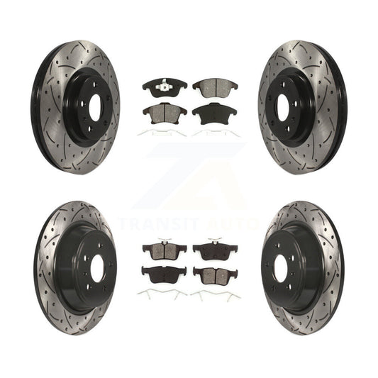 [Avant + Arrière] Kit de disque (percé rainuré revêtu) et plaquette (semi-métallique) de frein pour Ford Fusion Lincoln MKZ KDS-100219