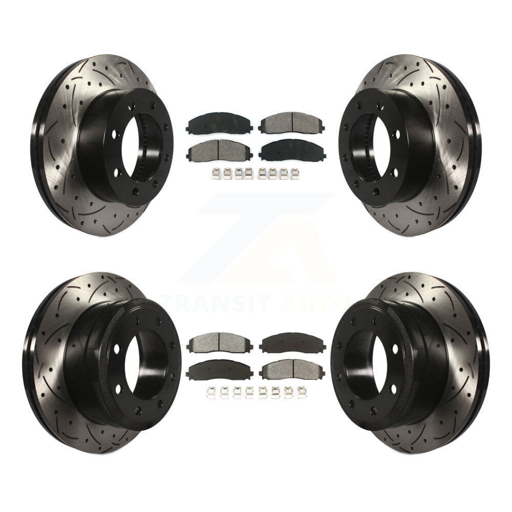 [Avant + Arrière] Kit de disque (percé rainuré revêtu) et plaquette (semi-métallique) de frein pour Ford F-250 Super Duty F-350 4WD KDS-100221