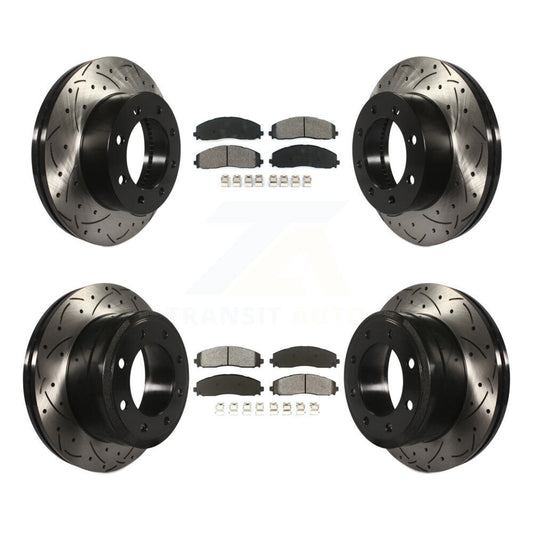 [Avant + Arrière] Kit de disque (percé rainuré revêtu) et plaquette (semi-métallique) de frein pour Ford F-250 Super Duty F-350 4WD KDS-100221