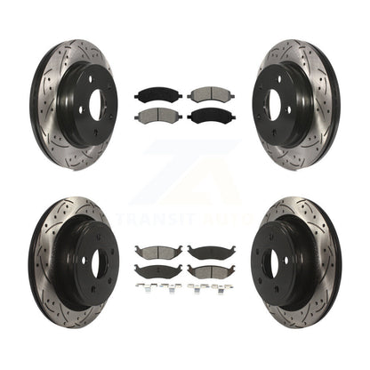 [Avant + Arrière] Kit de disque (percé rainuré revêtu) et plaquette (semi-métallique) de frein pour Ram 1500 Dodge Classic Durango Chrysler Aspen KDS-100223