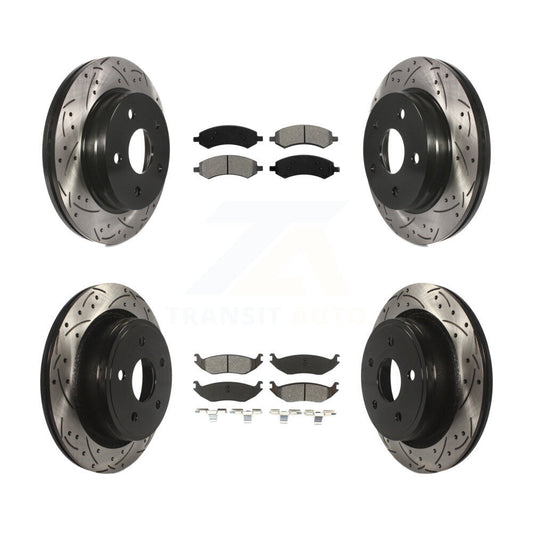 [Avant + Arrière] Kit de disque (percé rainuré revêtu) et plaquette (semi-métallique) de frein pour Ram 1500 Dodge Classic Durango Chrysler Aspen KDS-100223