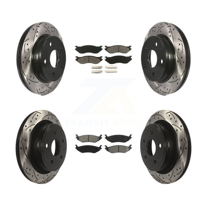 [Avant + Arrière] Kit de disque (percé rainuré revêtu) et plaquette (semi-métallique) de frein pour Dodge Ram 1500 KDS-100224
