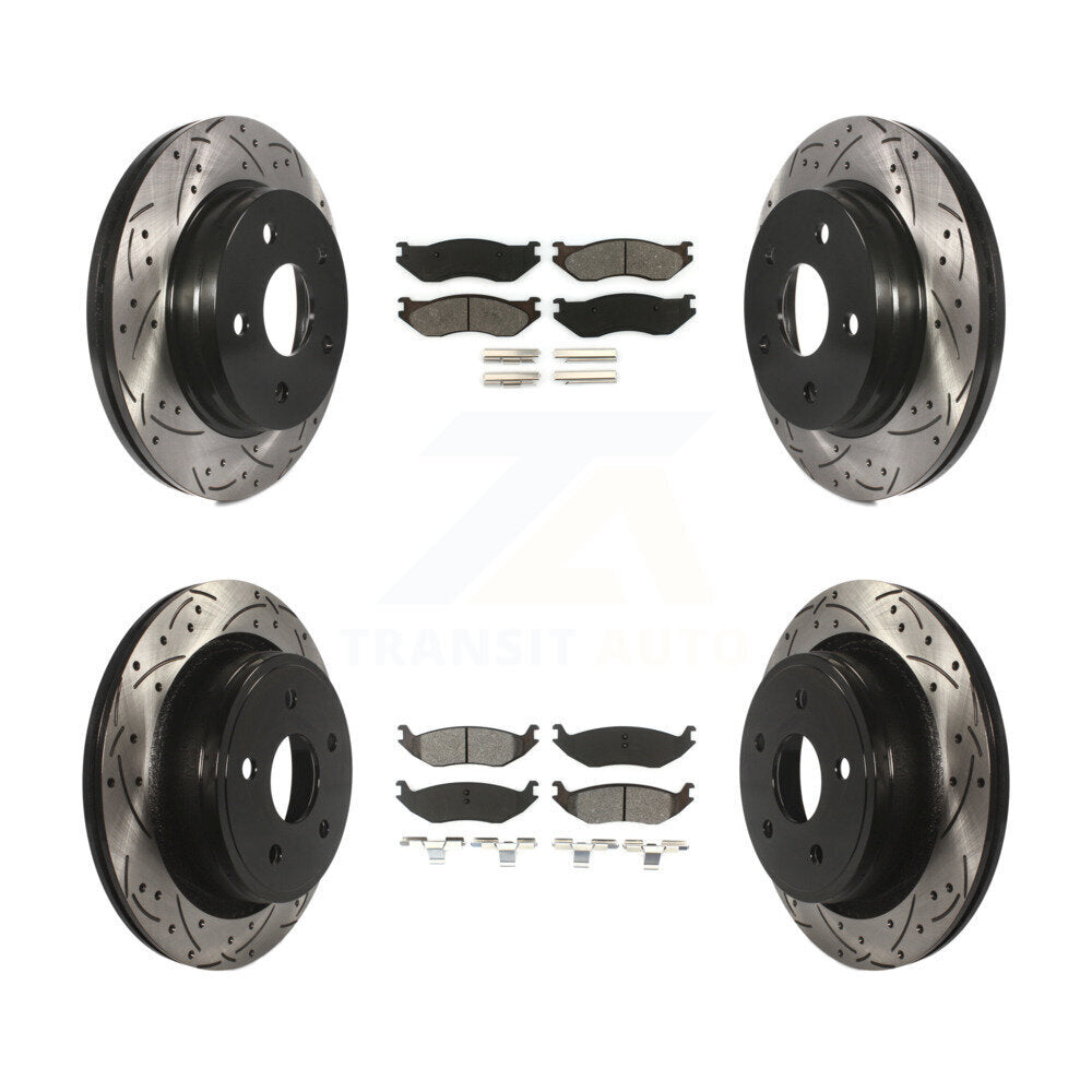 [Avant + Arrière] Kit de disque (percé rainuré revêtu) et plaquette (semi-métallique) de frein pour Dodge Durango Ram 1500 KDS-100225