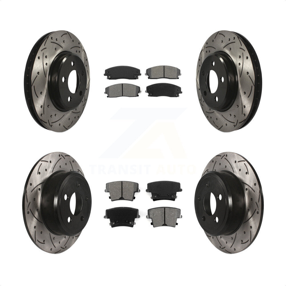 [Avant + Arrière] Kit de disque (percé rainuré revêtu) et plaquette (semi-métallique) de frein pour Dodge Charger Chrysler 300 Challenger Magnum KDS-100226 par Transit Auto