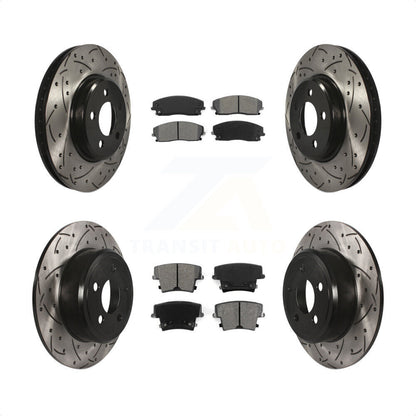 [Avant + Arrière] Kit de disque (percé rainuré revêtu) et plaquette (semi-métallique) de frein pour Dodge Charger Chrysler 300 Challenger Magnum KDS-100226 par Transit Auto