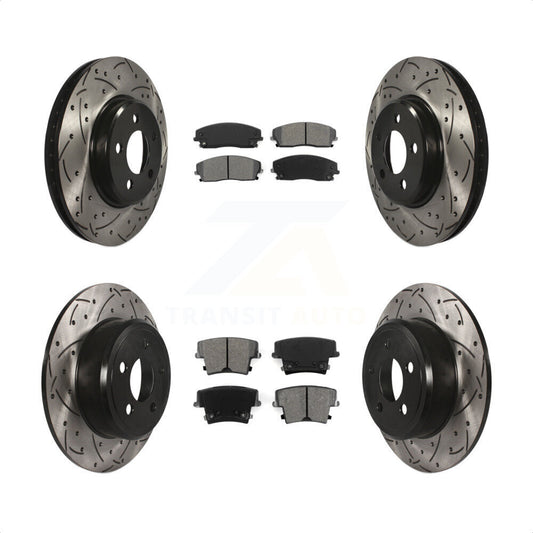 [Avant + Arrière] Kit de disque (percé rainuré revêtu) et plaquette (semi-métallique) de frein pour Dodge Charger Chrysler 300 Challenger Magnum KDS-100226 par Transit Auto