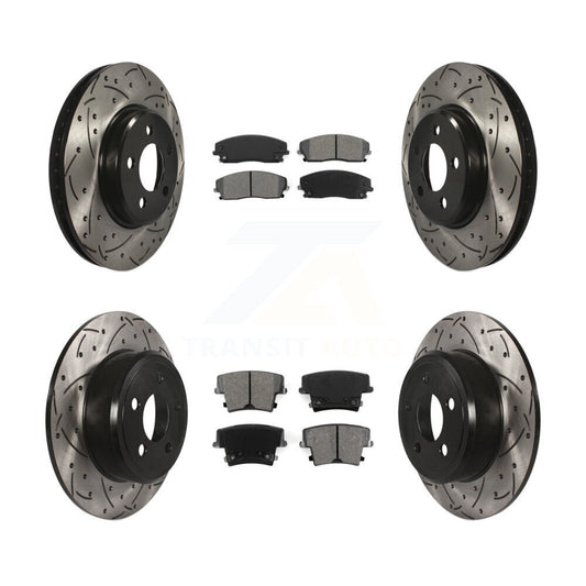 [Avant + Arrière] Kit de disque (percé rainuré revêtu) et plaquette (semi-métallique) de frein pour Dodge Charger Chrysler 300 Challenger Magnum KDS-100226