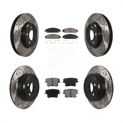 [Avant + Arrière] Kit de disque (percé rainuré revêtu) et plaquette (semi-métallique) de frein pour 2019-2021 Chrysler 300 RWD avec 5.7L KDS-100227 par Transit Auto