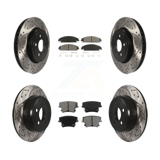 [Avant + Arrière] Kit de disque (percé rainuré revêtu) et plaquette (semi-métallique) de frein pour 2005-2006 Chrysler 300 AWD avec 3.5L KDS-100228