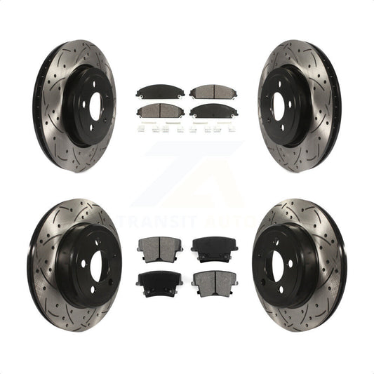 [Avant + Arrière] Kit de disque (percé rainuré revêtu) et plaquette (semi-métallique) de frein pour Dodge Charger Chrysler 300 Challenger Magnum KDS-100229 par Transit Auto