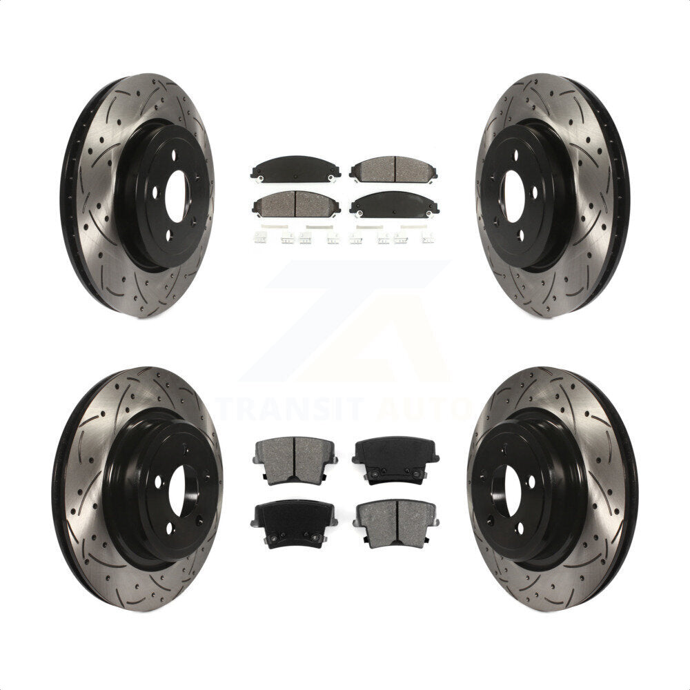 [Avant + Arrière] Kit de disque (percé rainuré revêtu) et plaquette (semi-métallique) de frein pour Dodge Charger avec Police Package KDS-100230 par Transit Auto