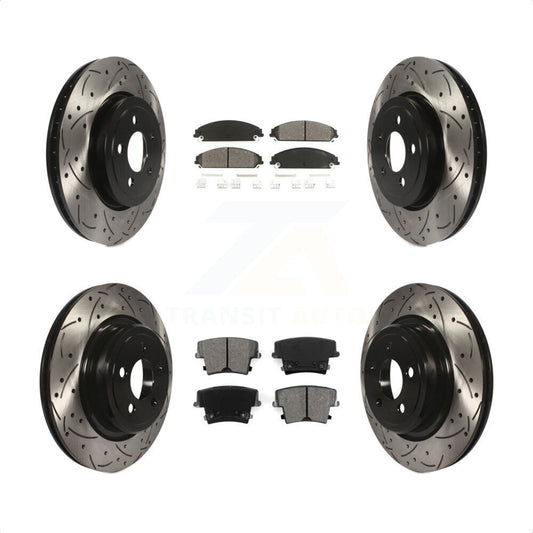[Avant + Arrière] Kit de disque (percé rainuré revêtu) et plaquette (semi-métallique) de frein pour Dodge Charger avec Police Package KDS-100230 par Transit Auto