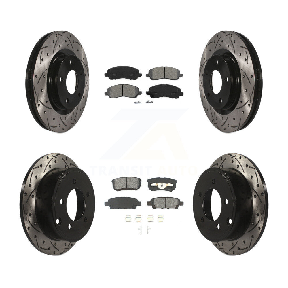 [Avant + Arrière] Kit de disque (percé rainuré revêtu) et plaquette (semi-métallique) de frein pour Jeep Patriot Dodge Compass Caliber Chrysler Avenger Sebring 200 KDS-100233