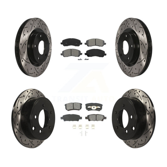 [Avant + Arrière] Kit de disque (percé rainuré revêtu) et plaquette (semi-métallique) de frein pour Jeep Patriot Dodge Compass Caliber Chrysler Avenger Sebring 200 KDS-100233