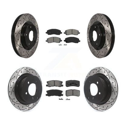 [Avant + Arrière] Kit de disque (percé rainuré revêtu) et plaquette (semi-métallique) de frein pour Jeep Patriot Compass Chrysler Dodge Avenger Sebring Mitsubishi Lancer 200 Outlander Sport RVR KDS-100234