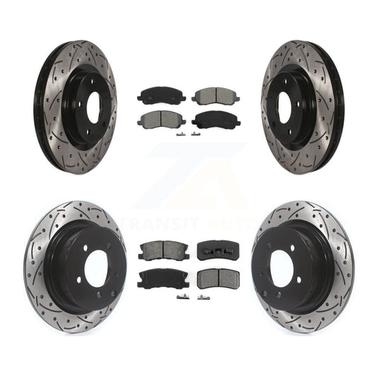 [Avant + Arrière] Kit de disque (percé rainuré revêtu) et plaquette (semi-métallique) de frein pour Jeep Patriot Compass Chrysler Dodge Avenger Sebring Mitsubishi Lancer 200 Outlander Sport RVR KDS-100234