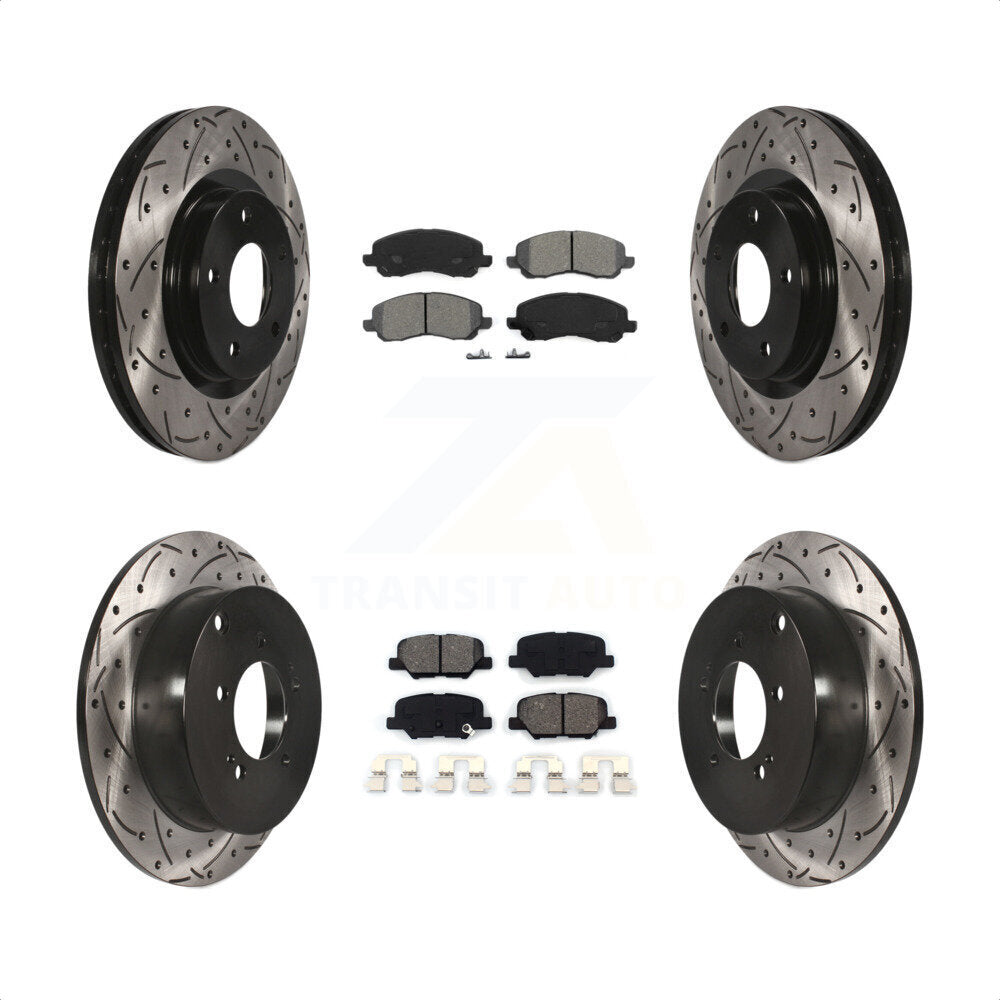 [Avant + Arrière] Kit de disque (percé rainuré revêtu) et plaquette (semi-métallique) de frein pour 2013 Mitsubishi Outlander 3.0L KDS-100235 par Transit Auto