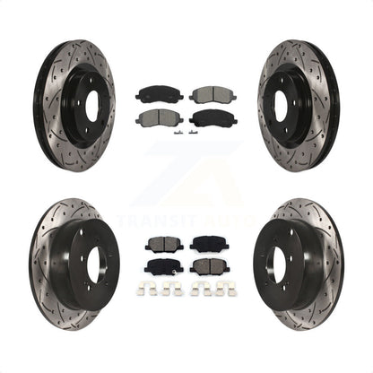 [Avant + Arrière] Kit de disque (percé rainuré revêtu) et plaquette (semi-métallique) de frein pour 2013 Mitsubishi Outlander 3.0L KDS-100235 par Transit Auto