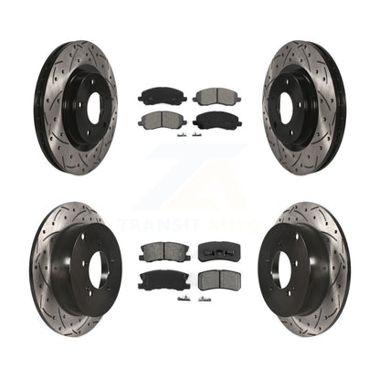 [Avant + Arrière] Kit de disque (percé rainuré revêtu) et plaquette (semi-métallique) de frein pour Mitsubishi Outlander KDS-100236