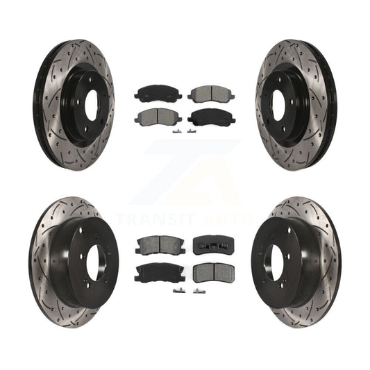[Avant + Arrière] Kit de disque (percé rainuré revêtu) et plaquette (semi-métallique) de frein pour Mitsubishi Outlander KDS-100236