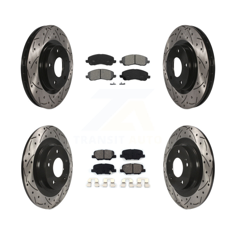 [Avant + Arrière] Kit de disque (percé rainuré revêtu) et plaquette (semi-métallique) de frein pour Mitsubishi Outlander Sport RVR KDS-100237