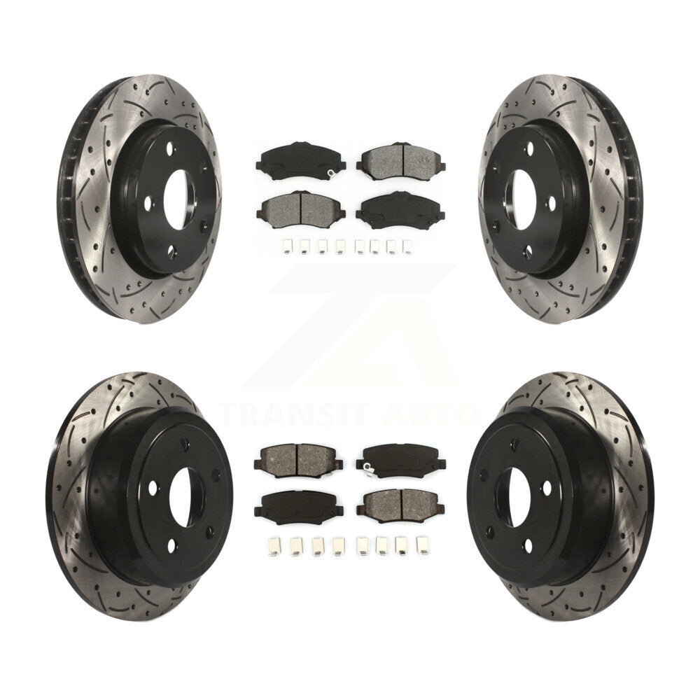 [Avant + Arrière] Kit de disque (percé rainuré revêtu) et plaquette (semi-métallique) de frein pour Jeep Wrangler JK KDS-100238